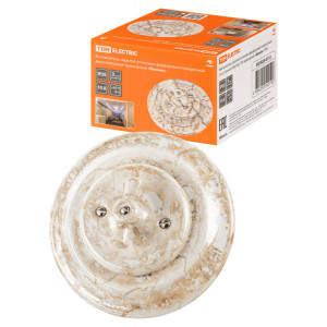 Выключатель скрытой установки фарфоровый поворотный 2-кл. с ручкой (бантик) 10А мраморный «Болонь» T SQ1820-0112