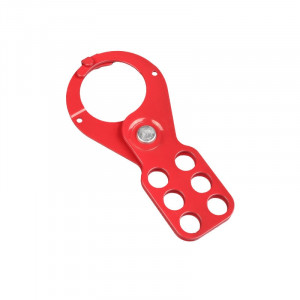 gwrK24, Множитель замковый стальной с полимерным покрытием и ограничителями, диаметр затвора – 38 мм, ширина фиксатора – 8 мм, 128х40 мм, цвет – красный, 1 шт/упак