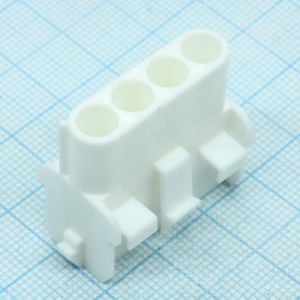 350780-1, Корпус разъема Universal MATE-N-LOK, вилка 4PIN, In-Line (Nylon, UL 94V-0) без контактов, шаг 6.35 мм