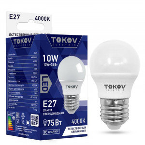 Лампа светодиодная 10Вт G45 4000К Е27 176-264В TKE-G45-E27-10-4K