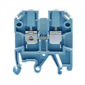 Проходная клемма JUT2-4-BE, Проходная клемма, тип фиксации провода: винтовой, номинальное сечение: 4 мм кв., 32A, 800V, ширина: 6,2 мм, цвет: синий, тип монтажа: DIN35