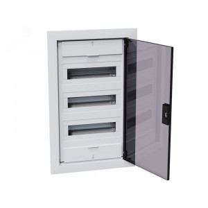 Щит распределительный встраиваемый с пластиковой черной прозрач. дверцей на 36 модулей, OptiBox Pro 36-VKR-IP40 379805