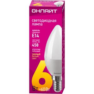 Лампа светодиодная 71 628 OLL-C37-6-230-2.7K-E14-FR 6Вт свеча 2700К тепл. бел. E14 450лм 220-240В 71628