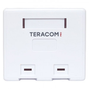Корпус настенной розетки TERACOM PRO на 2 модуля Keystone со шторками и маркерами белый [TRP-EBOX-2KSTN-WH]