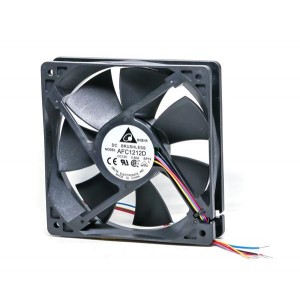 AFC1212D-SP19, Вентиляторы постоянного тока DC Tubeaxial Fan, 120x25mm, 12VDC, 89.7CFM, 3.84W, 0.32A, 46dBA, 3000RPM, Ball Bearing, 4 Lead Wires, Tachometer, PWM