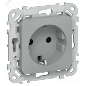 FLITE Розетка с заземлением с защитными шторками безвинтовое крепление 16А РСш11-1-ФлС серый IEK FI-R14-16-1-K03