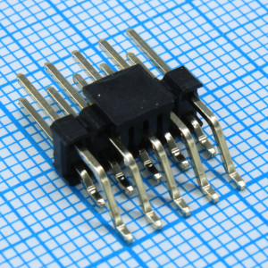 DS1022-01-2X5S81SR-B, Соединитель штыревой, вилка на плату двухрядная прямая, поверхностный монтаж 10pin(2x5), шаг 2.54мм