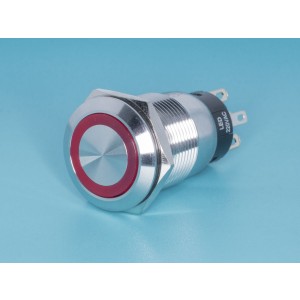 TT19ML2R2, Кнопка управления герметичная, с подсветкой, без фиксации, d 22 мм, 2НР+2НЗ, красная