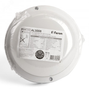 Светильник светодиодный ДБП-12w с оптико-акустическим датчиком 4000К 960Лм IP65 круглый белый 41146