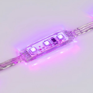 Модуль управляемый DMX-B3 12V RGB (0.72W, IP68, 140 deg) 036773, Управляемый светодиодный модуль DMX, RGB, микросхема DMX512 (UCS512), напряжение 12 В, мощность 0.72 Вт, 3 светодиода SMD 5060, угол 140°. Создание медиафасадов, 20 шт на проводе, расстояние между центрами модулей 100 мм, длина провода между модулями 40 м
