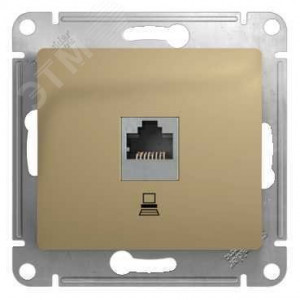 Розетка компьютерная 1-м СП Glossa RJ45 кат.5E механизм титан SE GSL000481K