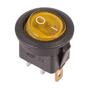Выключатель клавишный круглый 250V 6А (3с) ON-OFF желтый с подсветкой (RWB-214, SC-214, MIRS-101-8) REXANT(кр.10шт) [36-2572]