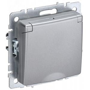 Розетка BRITE РСбш10-3-БрА 16А IP20 с заземл. защ. шторки с крышкой алюм. BR-R16-16-K47