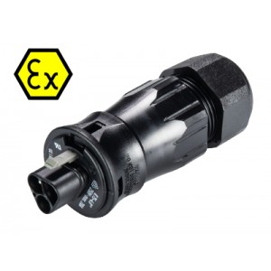 Разъем  RST20I3SXS1 ZR3 V SW, Взрывозащищенный вилочный разъем на кабель диам. 13-18 мм, IP68(69k), 3 полюса, винтовая фиксация провода, номинальные характеристики: 250/400V+РЕ, 20A, цвет: черный, серия RST Ex