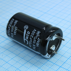 HLK471M2DBKJ2235VBK, Конденсатор алюминиевый электролитический 470мкФ 200В ±20% (22х35мм) защелкиваемые выводы 10мм 2000часов 105°C россыпь