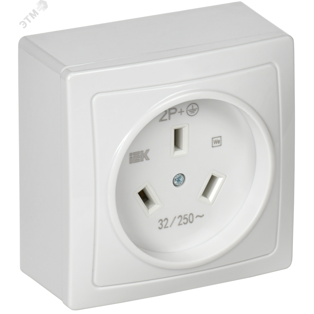 Изображение товара Розетка 1-м ОП Рпл10-К 32А IP20 с заземлением белая