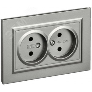 Розетка 2-м СП BRITE РС12-2-БрС 10А в сборе без заземл. без защ. шторок сталь BR-R20-10-K46-F