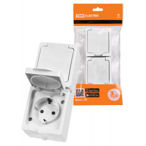 Розетка двойная 2П+З (вертикальная) открытой установки IP54 16А белая "Вуокса" SQ1803-1009