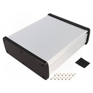 ALUG708SR200, Алюминиевый серебряный корпус с черными торцевыми панелями