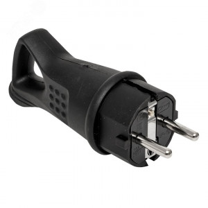 Вилка угловая 16А 2P+PE 230В IP44 с кольцом каучук Basic RPS-017-16-230-44