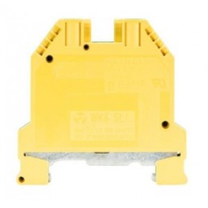 Заземляющая клемма WK 6 SL, Заземляющая клемма, тип фиксации провода: винтовой, номинальное сечение: 6 мм кв., 41A, 800V, ширина: 8 мм, цвет: желто-зеленый, тип монтажа: DIN35