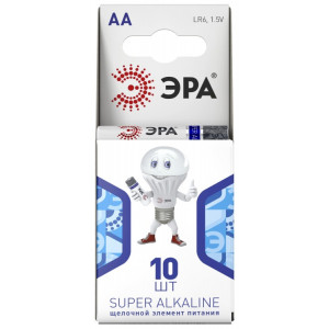 Батарейки ЭРА LR6-10BL компактный SUPER Alkaline (100/600/18000)(кр.10шт) [C0042878]