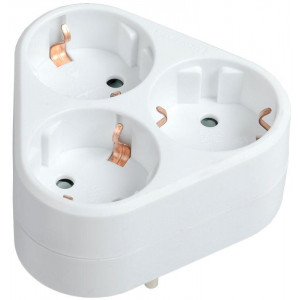 Разветвитель 3-м 16А IP20 Т-01/03 2P+PE треугольн. бел. WTP10-16-03-Z-K01