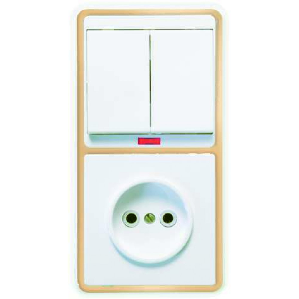 Изображение товара Блок выключатель и розетка БКВР-213 Бэлла 2-кл. золото Кунцево