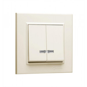 Выключатель 2-кл. СП Karea 10А IP20 с подсветкой крем. 56010023