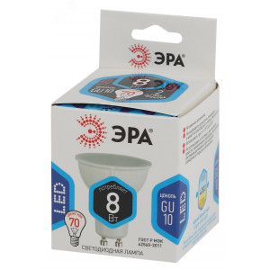 Лампа светодиодная LED MR16-8W-840-GU10 8Вт MR16 софит 4000К нейтр. бел. GU10 Б0036729