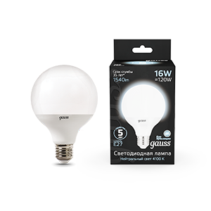 Лампа светодиодная Black 16Вт G95 шар 4100К нейтр. бел. E27 1540лм 105102216