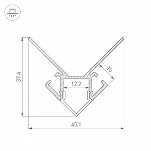 Профиль ARH-DECORE-S12-EXT-2000 ANOD внешний 023889, Алюминиевый анодированный угловой профиль для светодиодных лент и линеек, под строительную отделку или плитку. Фиксируется при помощи строительной смеси. Декоративная контурная подсветка внешних углов стен и конструкций.