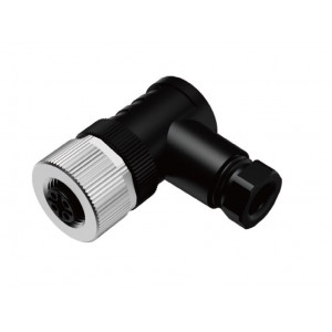 Розеточный разъем M12A12FPAFWSC608001, Розеточный разъем на кабель, 12 полюсов, M12, угловой, A-Code, диаметр кабеля: 6,0-8,0 мм, 1,5А, 30V, корпус из пластика, резьбовое соединение: цинк