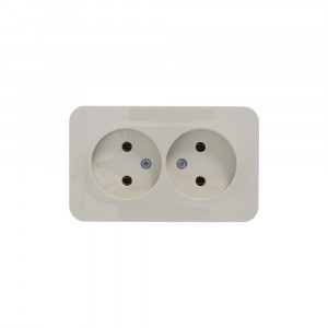 Розетка 2-м ОП Blanca 16А IP20 250В без заземл. без защ. шторок с изолир. пластиной беж. SE BLNRA000217