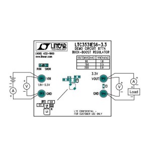 DC877A, Средства разработки интегральных схем (ИС) управления питанием LTC3531ES6-3.3 - 200mA Buck-Boost Synch