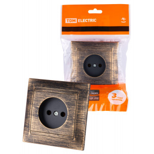 Розетка 2П 10А 250В старинная бронза "Лама" SQ1815-0763