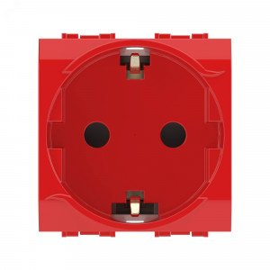 Электрическая розетка, с заземлением, со шторками, красная, 2 мод. 76482R