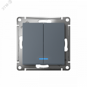 Выключатель 2-кл. СП AtlasDesign 10А IP20 (сх. 5а) 10AX с подсветкой механизм грифель SE ATN000753