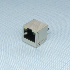 TRJE681BENL, Разъем экран. "гнездо" RJ-45, 2 светодиод. (зеленый/ желтый), без лепестк., вертик. на плату, -40...+85°С, H  = 16.3 мм  (аналог 1734577-1*)
