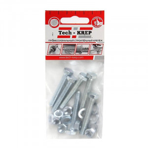 Болт DIN933 с шестигранной головкой М6х40 + гайка+шайба оцинк. (уп.6шт) 112719