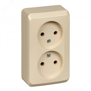 Розетка 2-м ОП Этюд 16А IP20 250В без заземл. без защ. шторок крем. SE PA16-005K