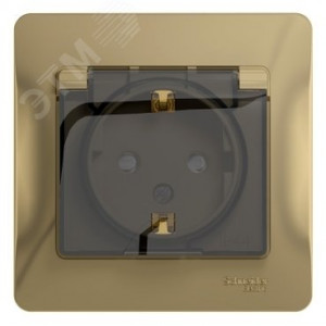 Розетка 1-м СП Glossa 16А IP44 с заземл. защ. шторки с крышкой в сборе титан SE GSL000448
