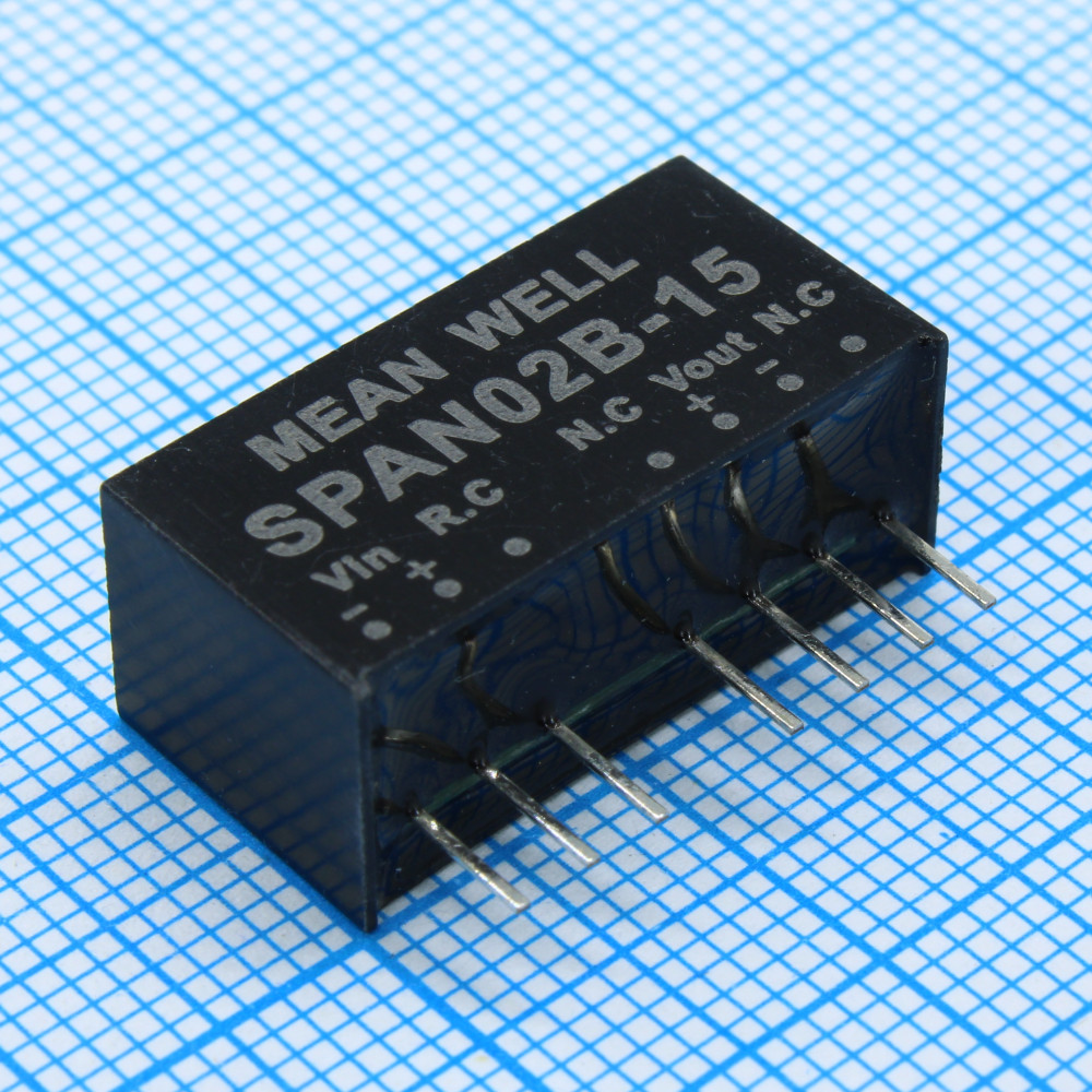 Изображение товара Преобразователь DC/DC SPAN02B-15 2 Вт на печатную плату от MEAN WELL