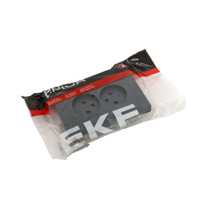 Механизм розетки двойной, 16А, без заземления, со шторками, с рамкой, графит Эпика EKF UP1-SOG-201