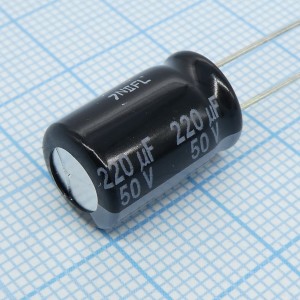 EEUFR1H221, Конденсатор алюминиевый электролитический 220мкФ 50В ±20% (10 X 16мм) радиальные выводы 5мм 1650мА 8000час 105°С Россыпь