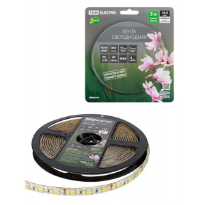 Лента светодиодная SMD5050-60 LED/м-IP65-12 В-14,4 Вт/м-6000 К (5 м) блистер TDM (кр.5м)