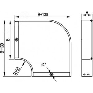 Угол для лотка горизонтальный 90град. 200х100 CPO 90 в компл. с крепежн. элемент. 36043K