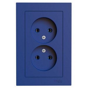 Розетка 2-м AtlasDesign 16А без заземл в сборе аквамарин SE ATN001120