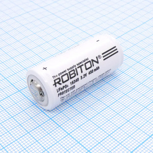 Аккумулятор 16х34мм  16340 450мАч., Аккумулятор литий-железо-фосфатный (Li-FePo4)