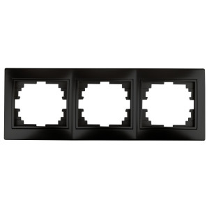 Рамка для розеток и выключателей Plano 1-503-05 на 3 поста горизонтальная, СУ, антрацит Б0044580